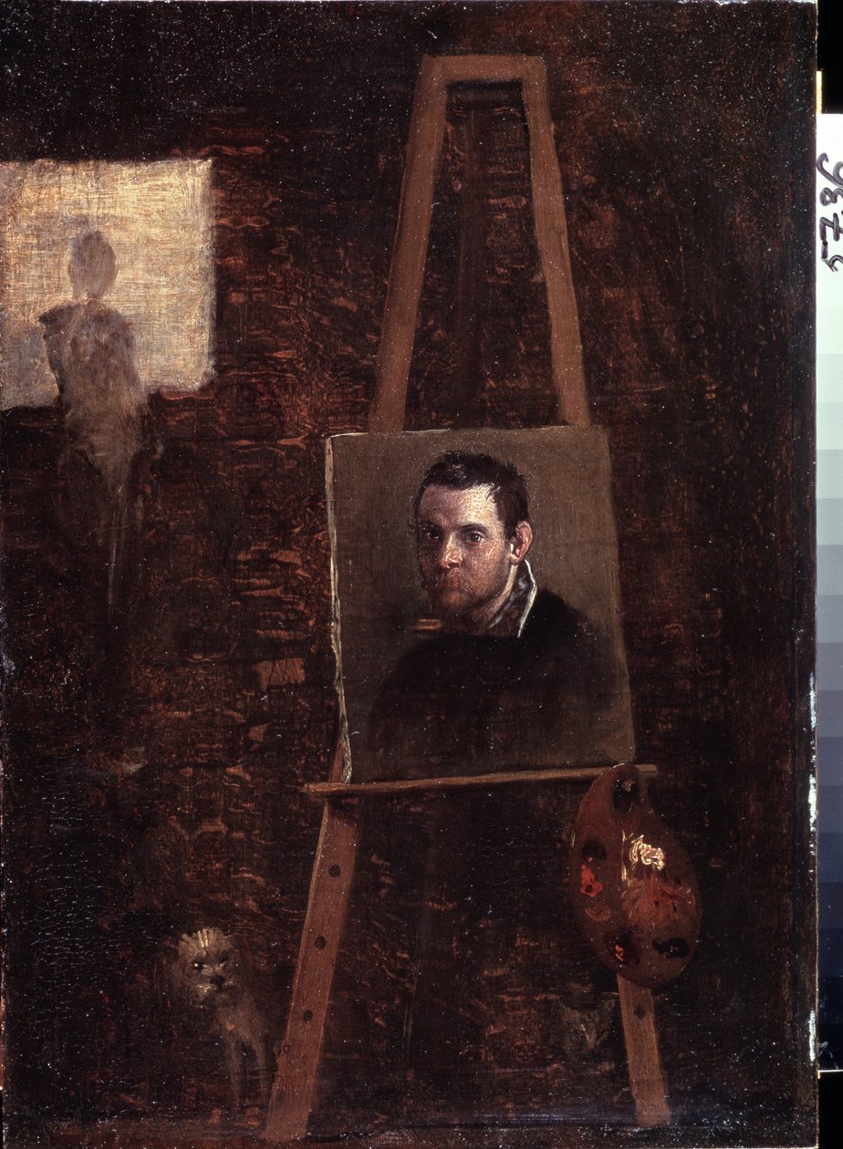 Selbstporträt am Staffelei, 1603-04 von Annibale Carracci