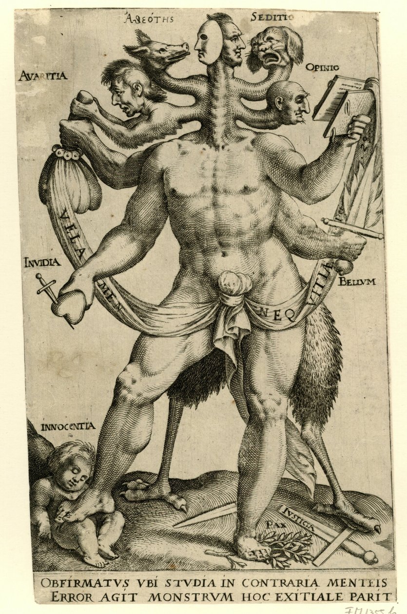Allegorisches fünfköpfiges Monster von Anonymous