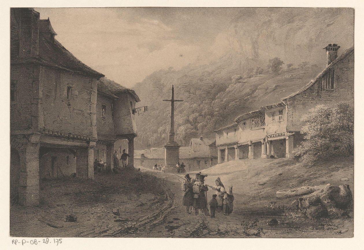 Berglandschaft mit Figuren und Kühen von Anonymous