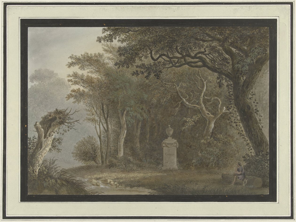 Waldlandschaft mit Denkmal für Salomon Gessner von Anonymous