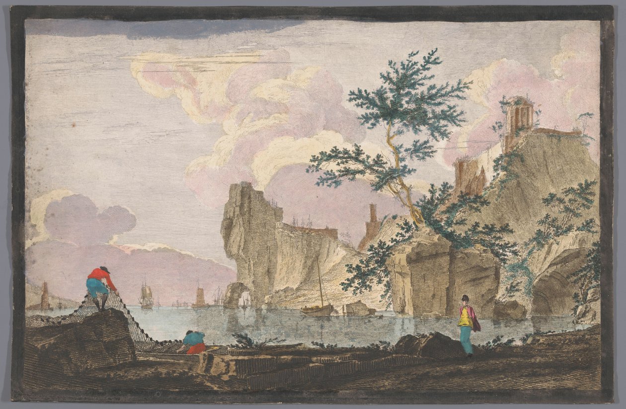 Blick auf einen Hafen mit Felsen von Anonymous