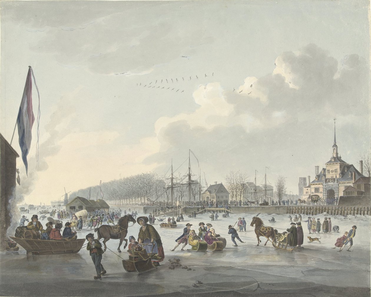 Eisvergnügen vor Rotterdam, ca. 1784 von Anonymous