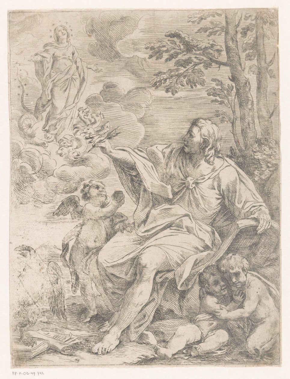 Johannes der Evangelist auf Patmos von Anonymous