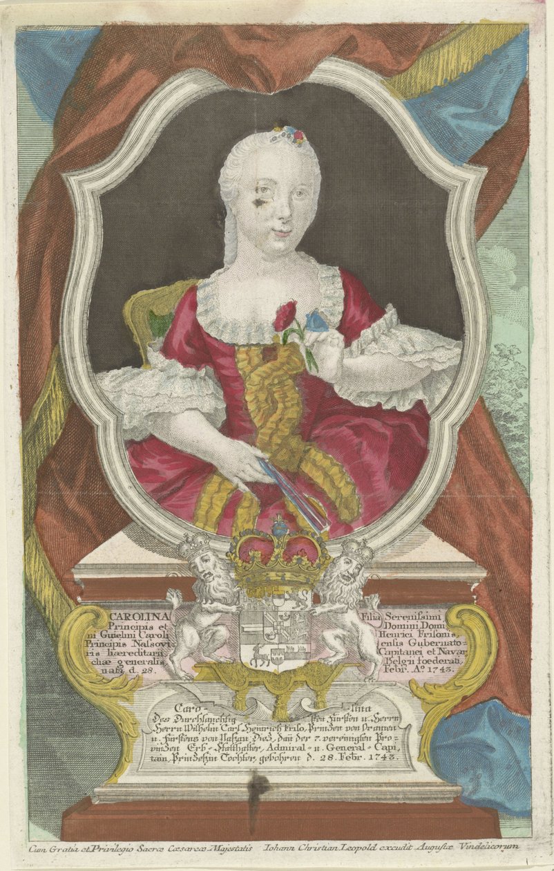 Porträt von Carolina, Prinzessin von Oranien-Nassau von Anonymous