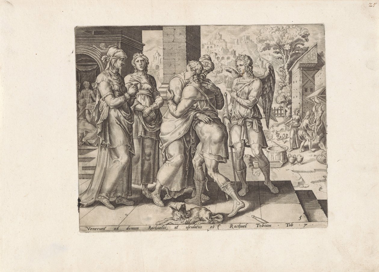 Raguel begrüßt Tobias (Verhaal van Tobias) von Anonymous