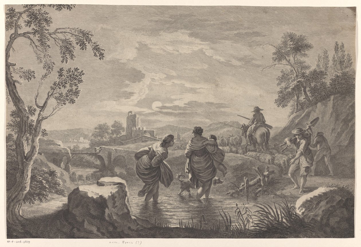 Flusslandschaft mit überquerenden Figuren von Anonymous