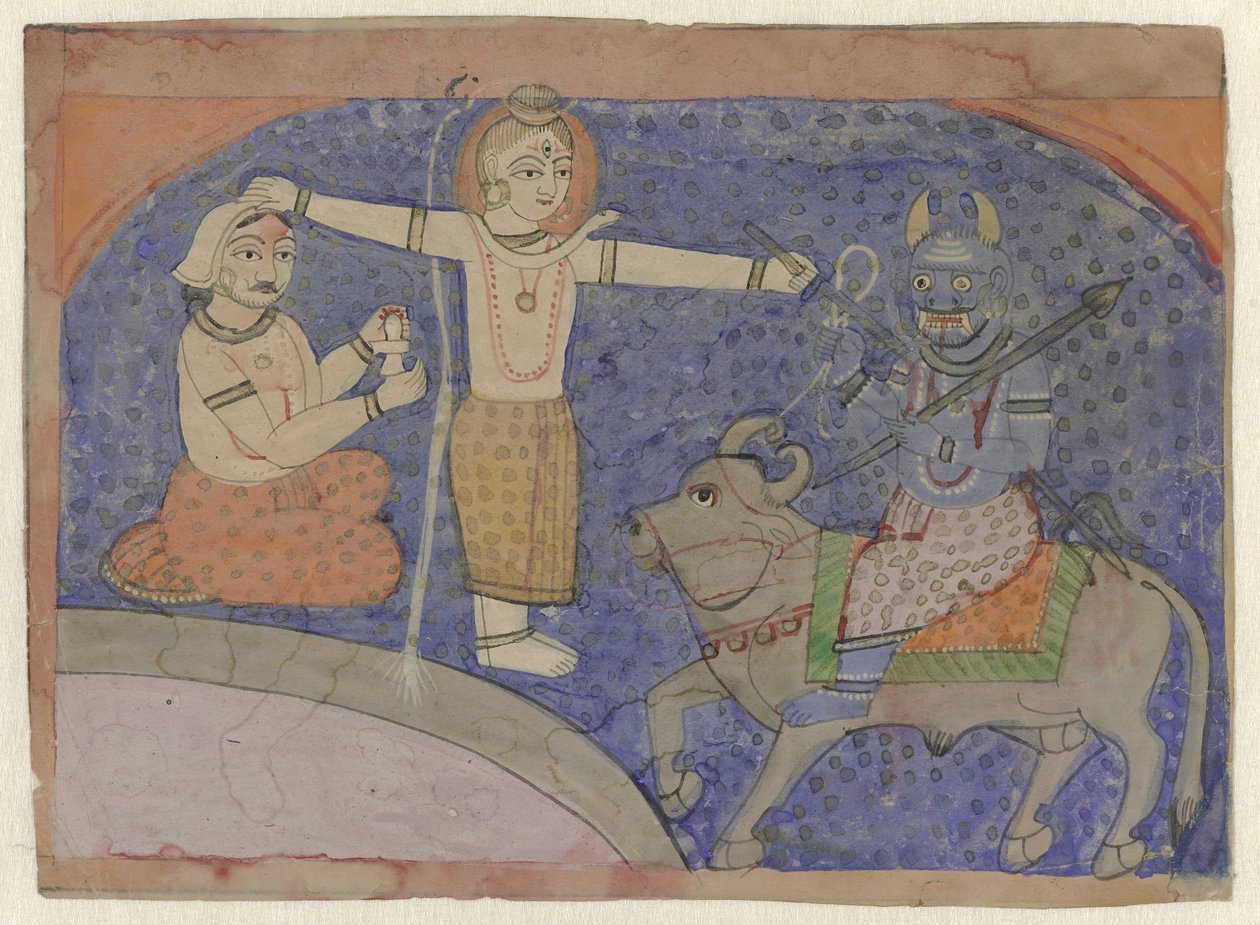 Shiva tötet Yama mit seinem Dreizack von Anonymous