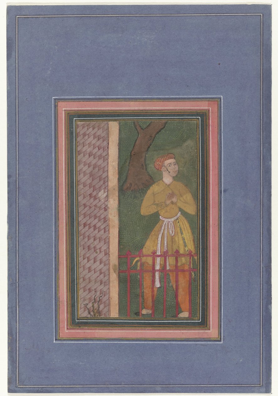 Stehender Mann hinter einem Zaun (Fragment) von Anonymous