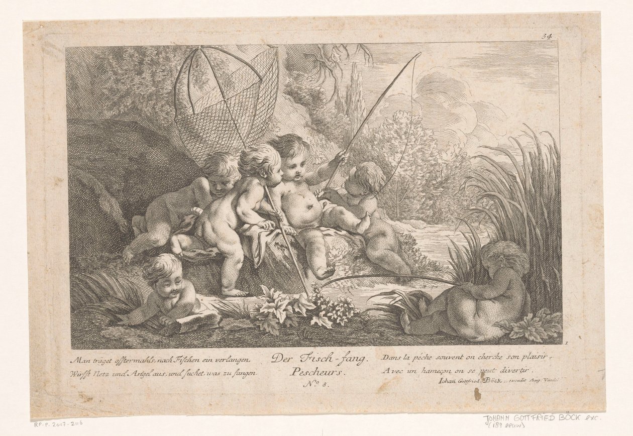 Fischende Putti von Anonymous