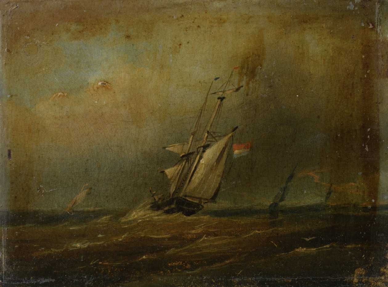 Stürmische See mit Segelschiffen von Anonymous