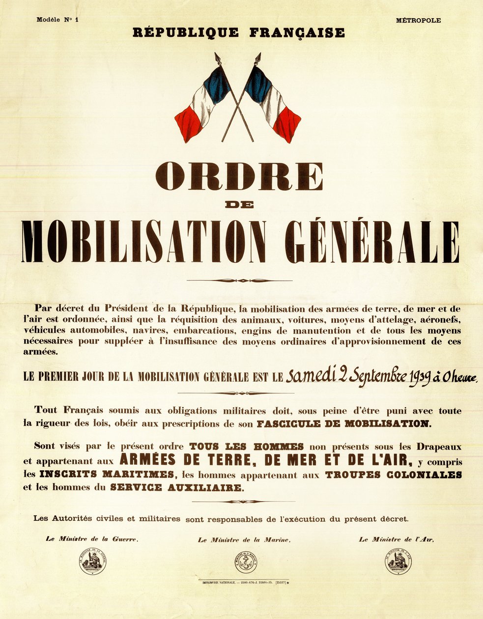 Mobilmachungsbefehl in Frankreich am 02. September von Anonymous Anonymous