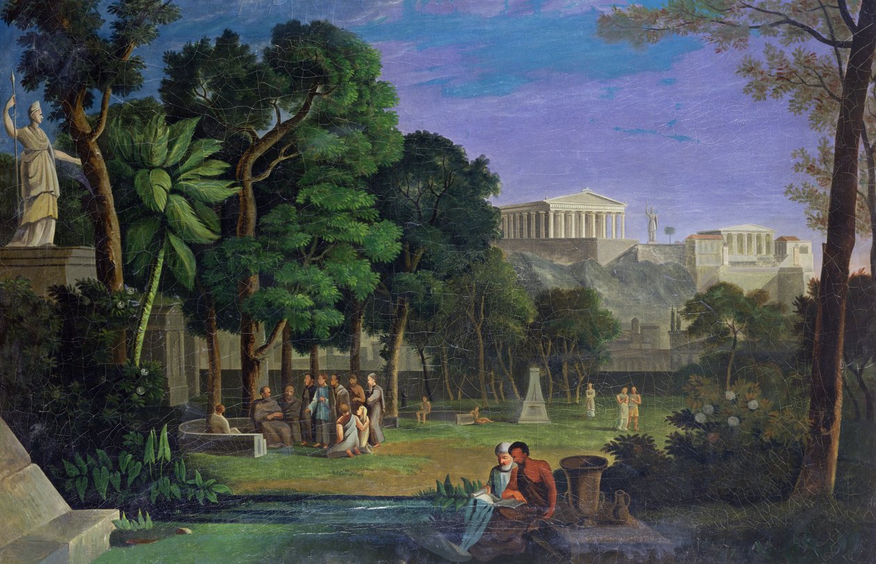 Der Philosophengarten, Athen, 1834 von Antal Strohmayer