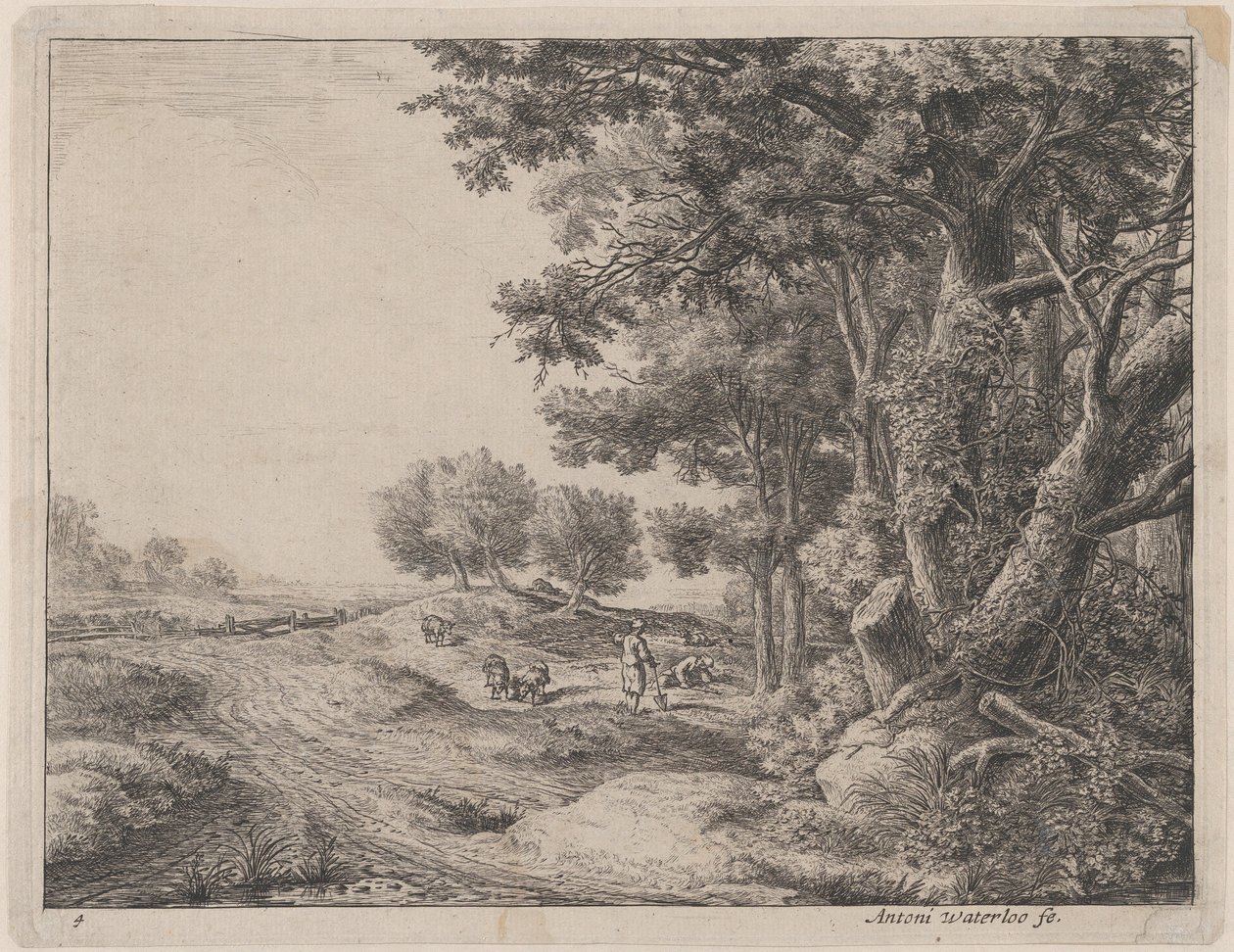Ein Bauer mit einer Schaufel, 17. Jahrhundert von Anthonie Waterloo
