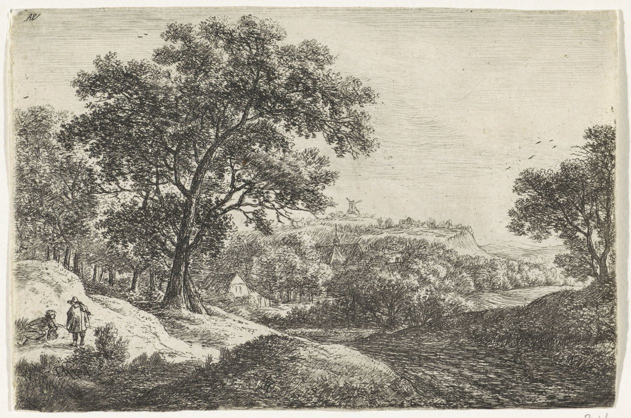 Hügellandschaft mit einem Dorf (Landschaften) von Anthonie Waterloo