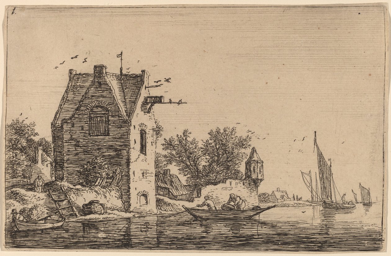 Die Wachhütte an der Mauer von Anthonie Waterloo