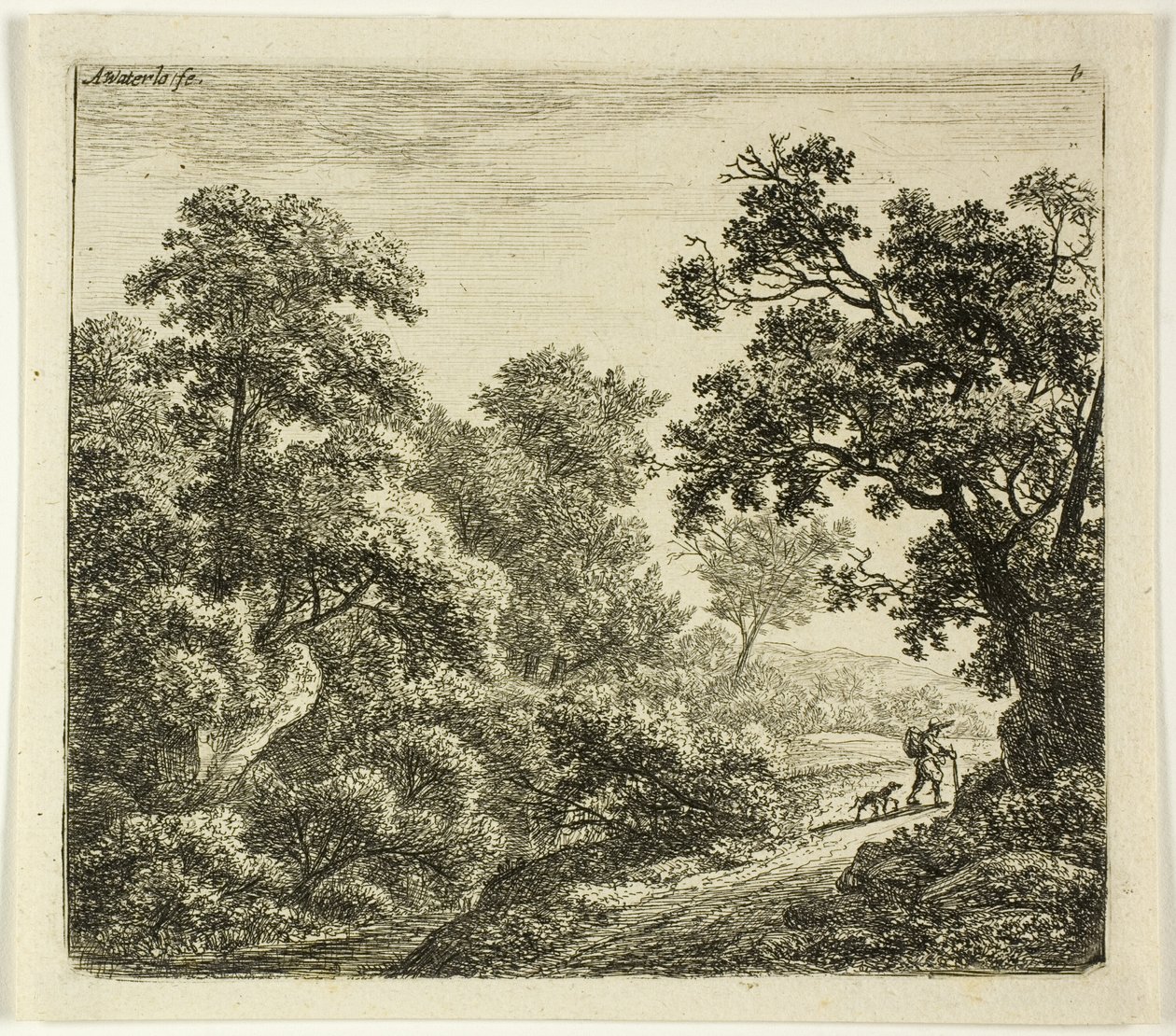Der Wanderer und sein Hund von Anthonie Waterloo