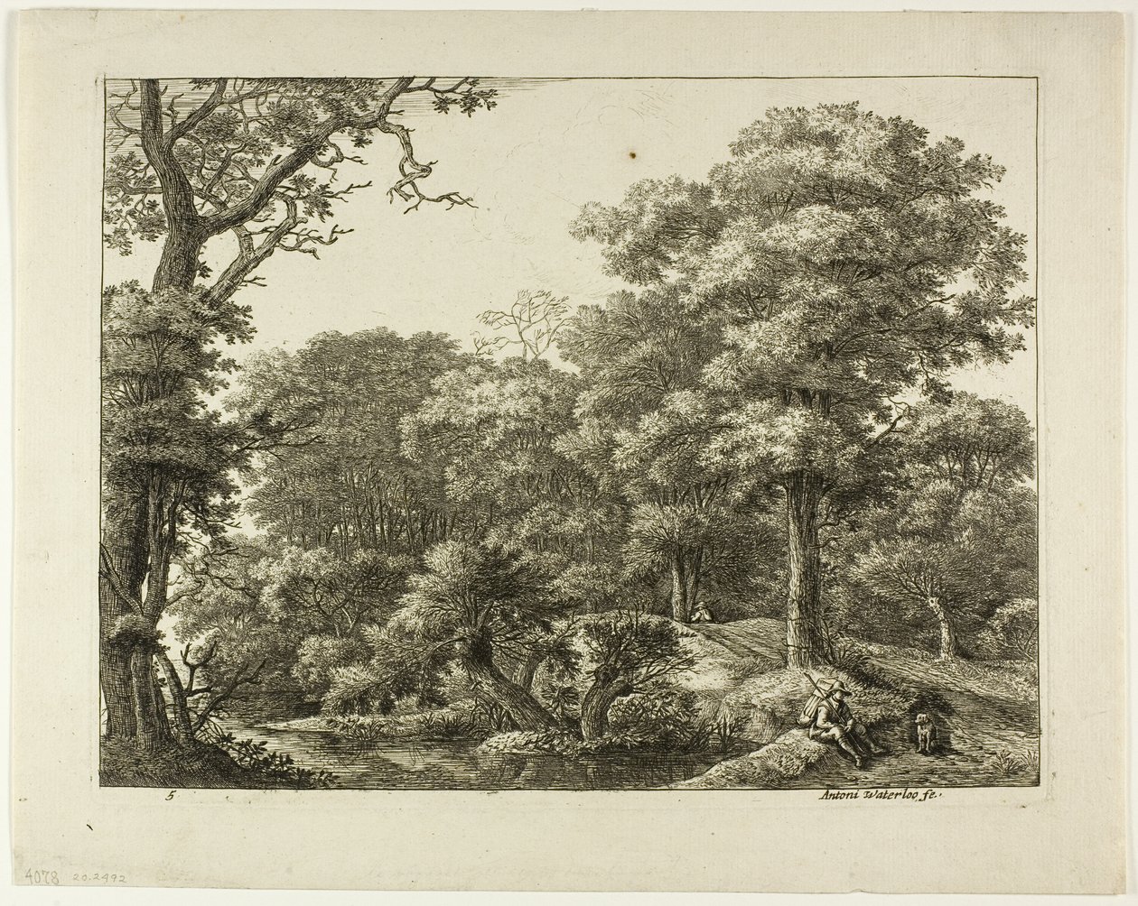 Der Wanderer ruht sich im Wald aus von Anthonie Waterloo