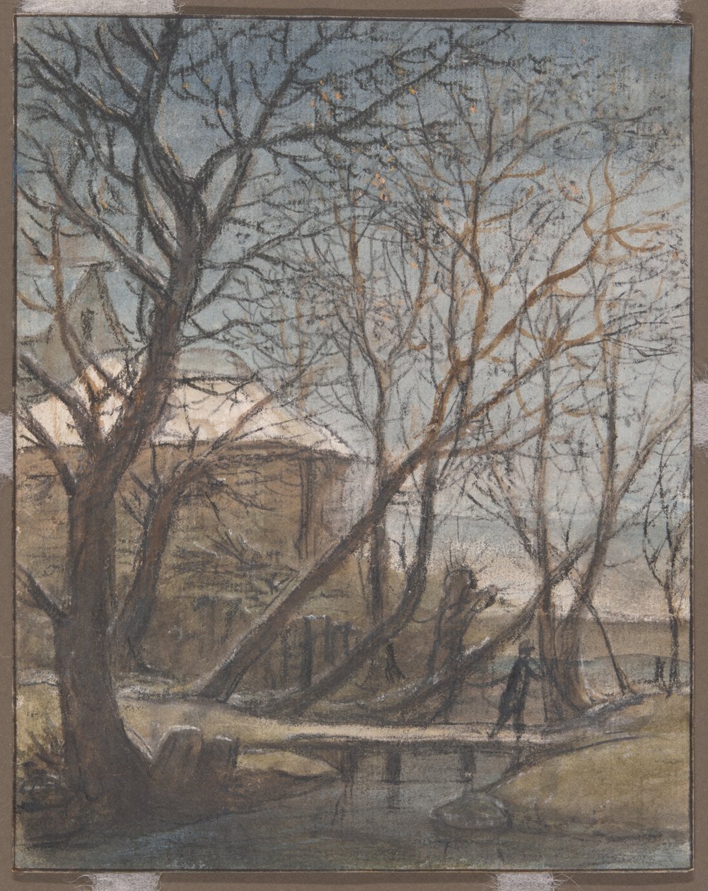 Winterlandschaft mit einem Mann, der überquert von Anthonie Waterloo