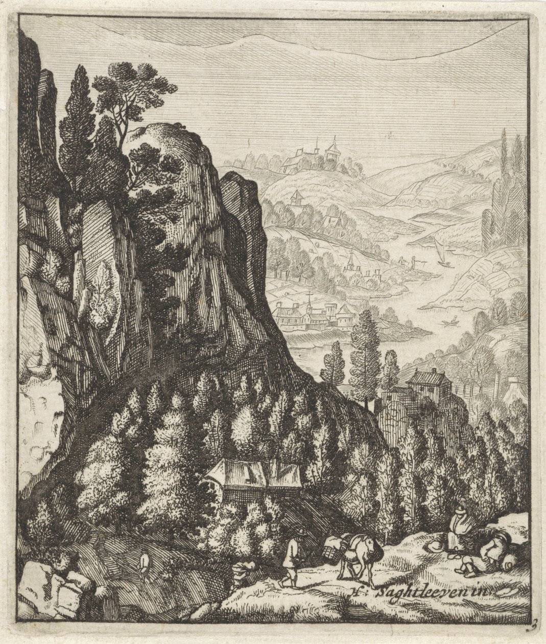 Felsige Berglandschaft mit Bauern von Anthonie de Winter (attributed to)