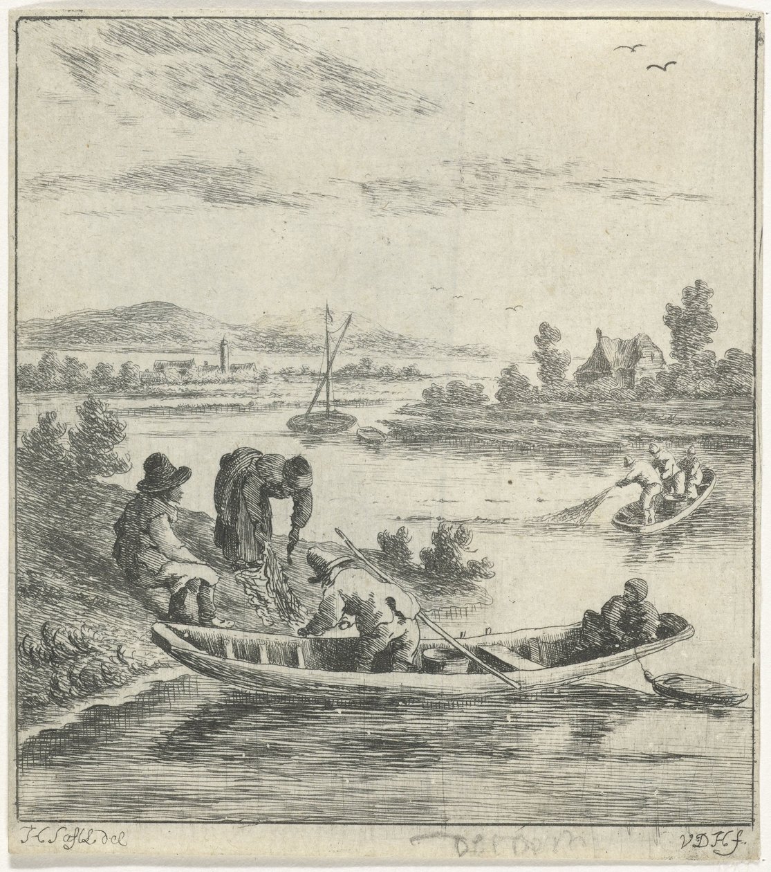 Fischer auf einem Fluss von Anthonij van der Haer