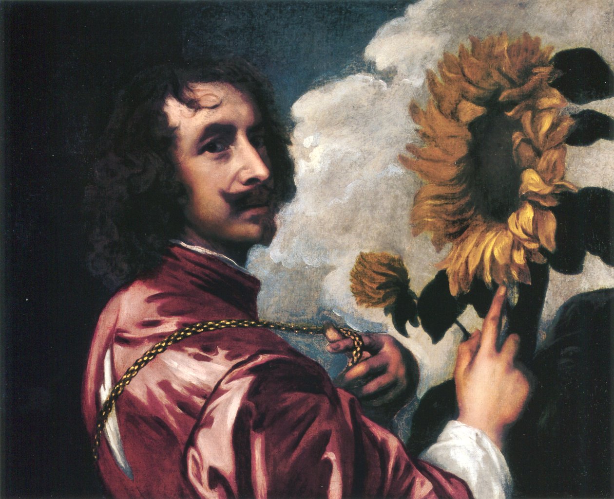 Selbstporträt mit einer Sonnenblume von Anthony van Dyck