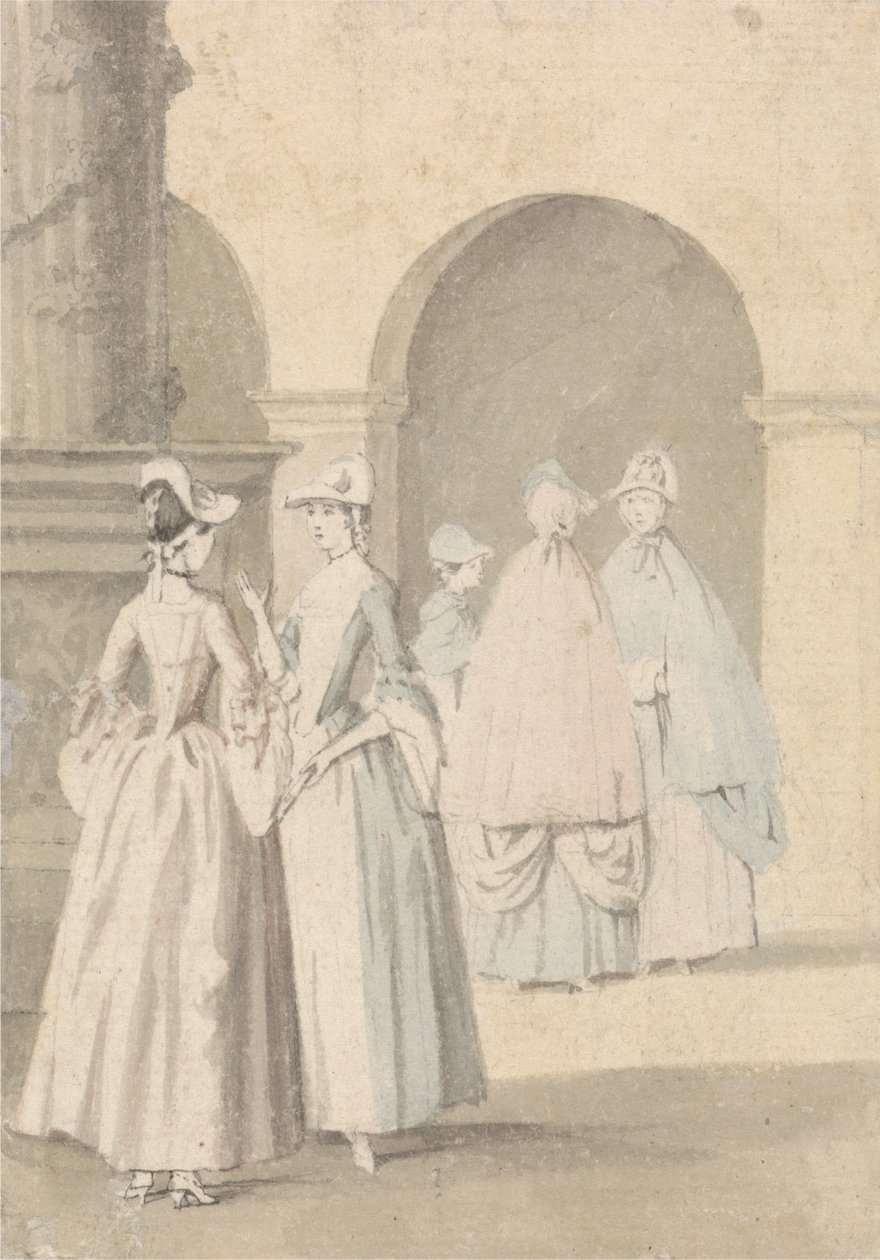 Damen neben einer Säule und Arkade von Anthony Highmore