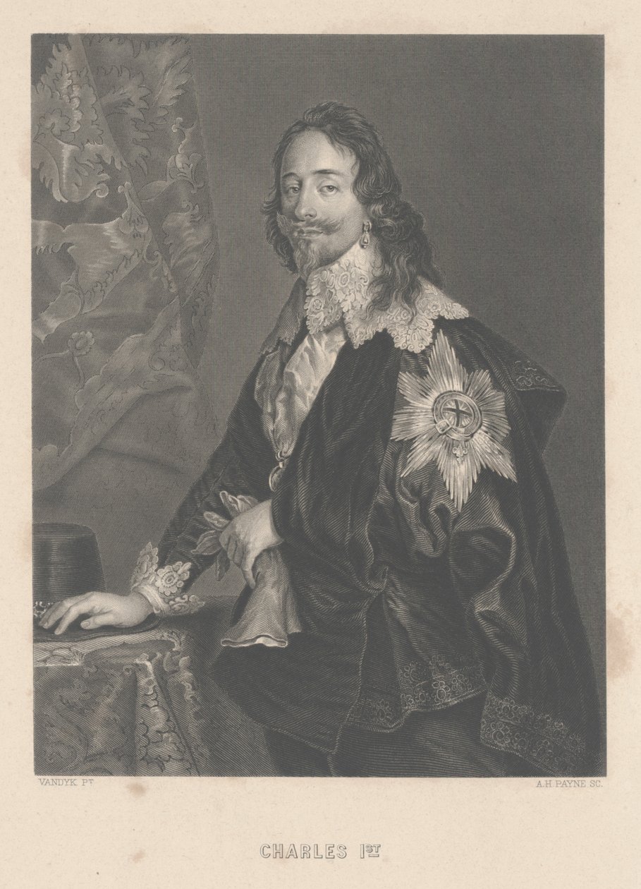 Karl I., graviert von A.H. Payne von Anthony van Dyck
