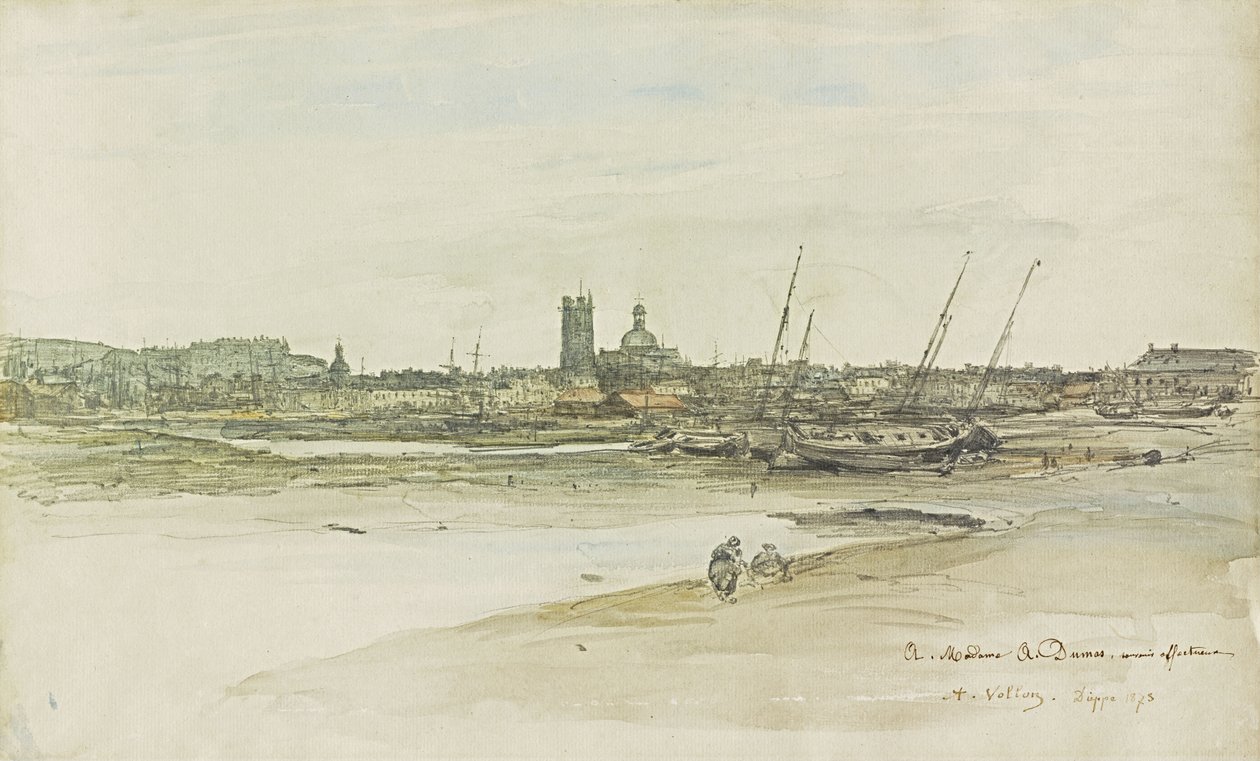 Ansicht des Hafens von Dieppe von Antoine Vollon