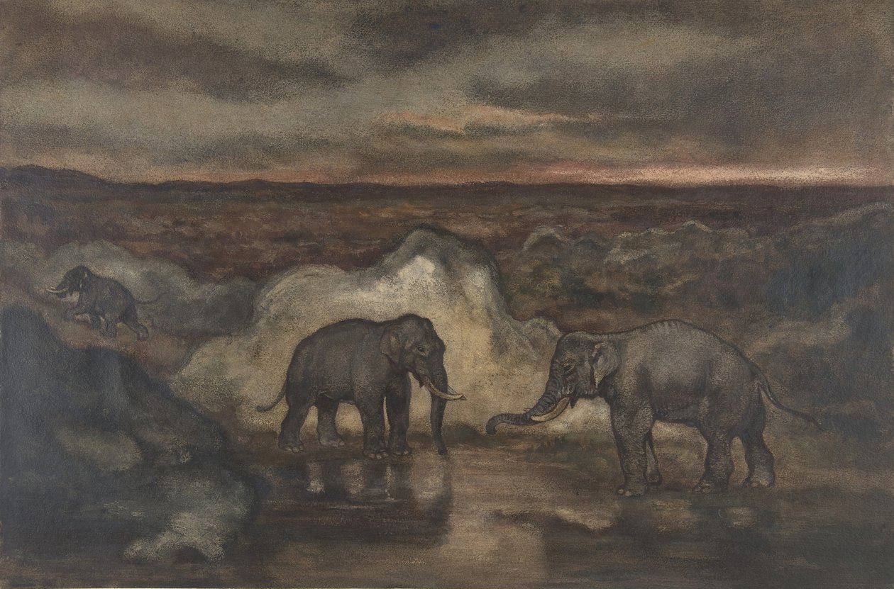 Elefanten an einem Teich von Antoine Louis Barye