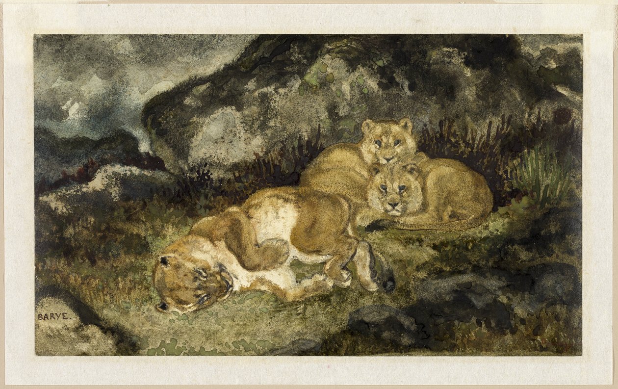 Löwin und Junge von Antoine Louis Barye