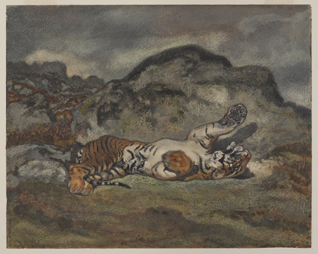 Rollender Tiger, ca. 1840 von Antoine Louis Barye