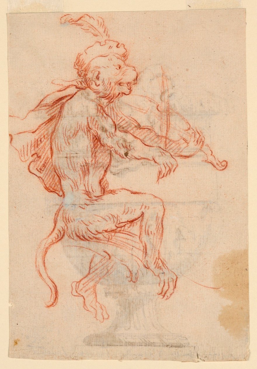 Affe spielt Geige von Antoine Watteau