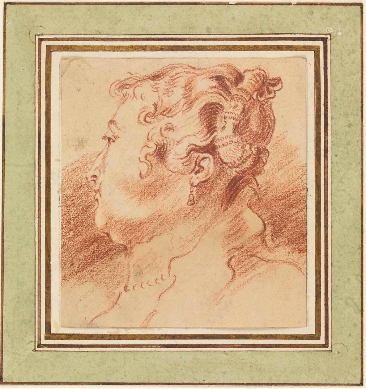 Studie eines Frauenkopfes von Antoine Watteau