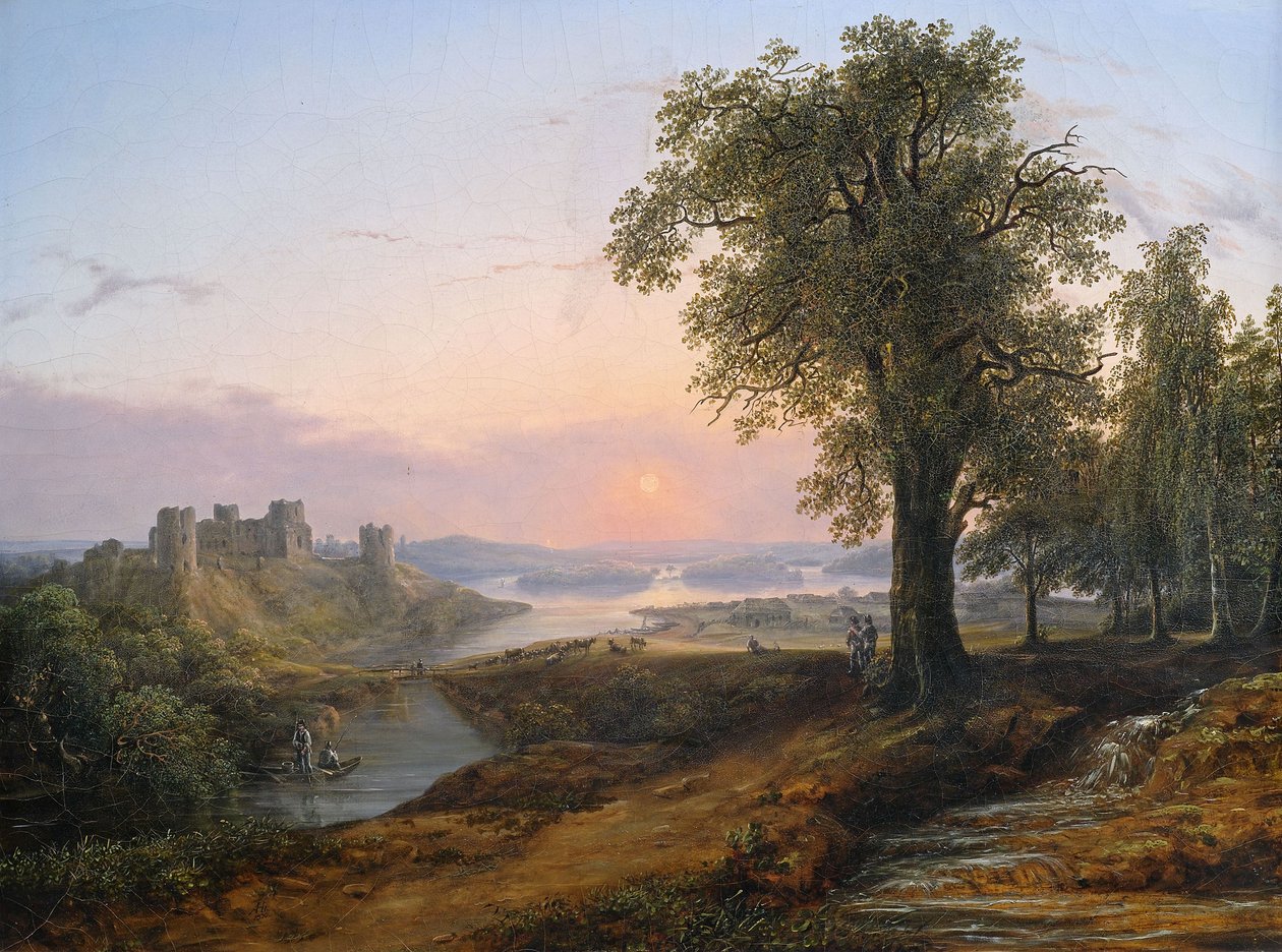 Weite Flusslandschaft im Abendlicht von Anton Hansch
