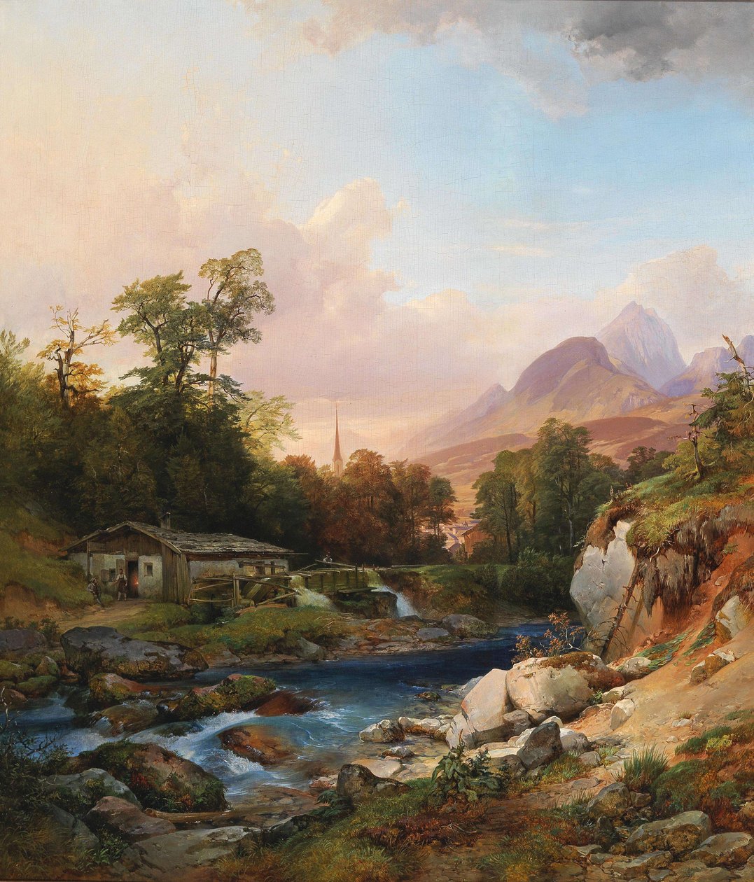 Berglandschaft mit Schmiede von Anton Hansch