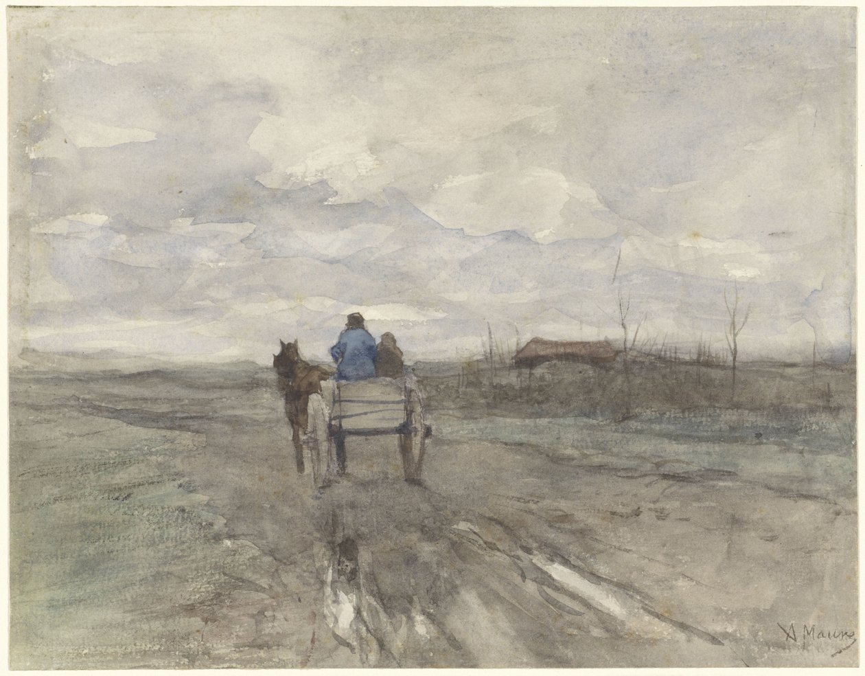 Bauernwagen auf einem Feldweg von Anton Mauve