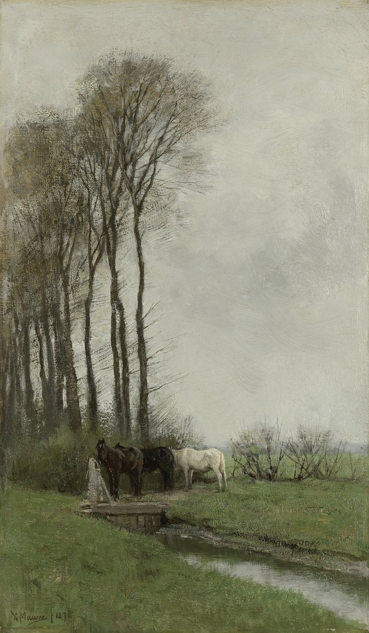 Pferde am Zaun von Anton Mauve