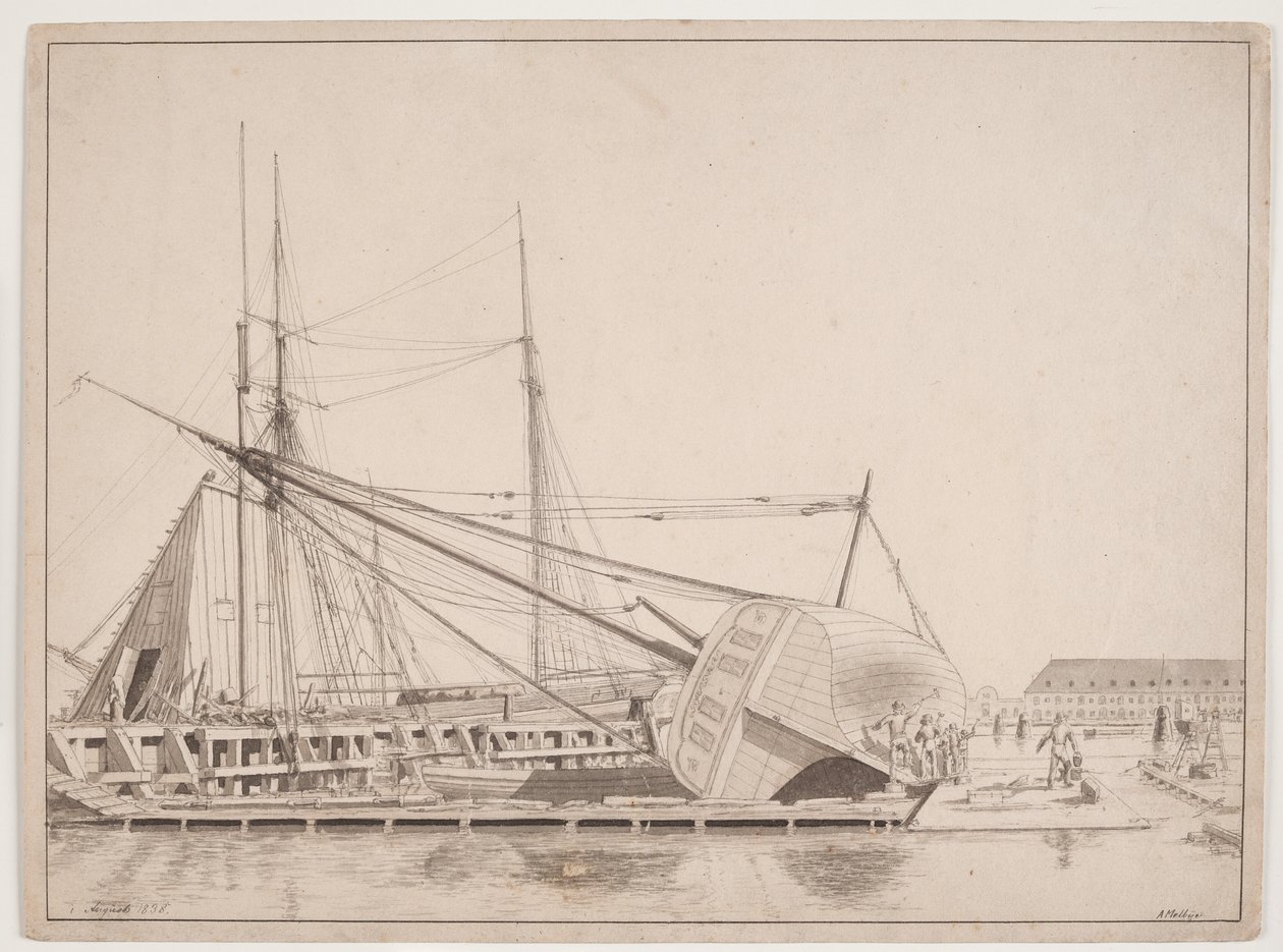 Bei einer Werft. Hafen von Kopenhagen von Anton Melbye