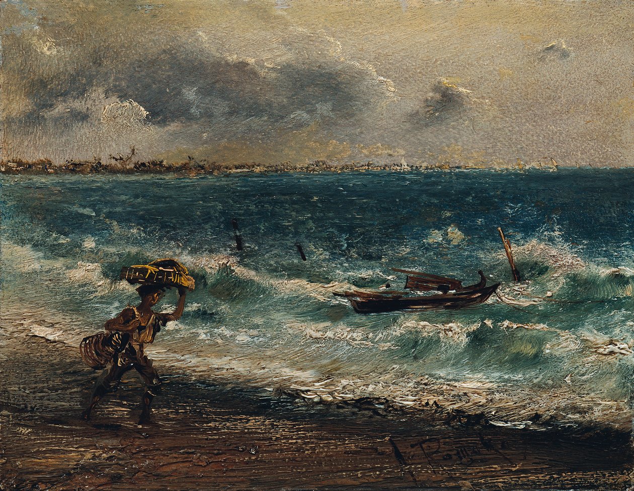 Fischerknabe am Meeresstrand von Anton Romako