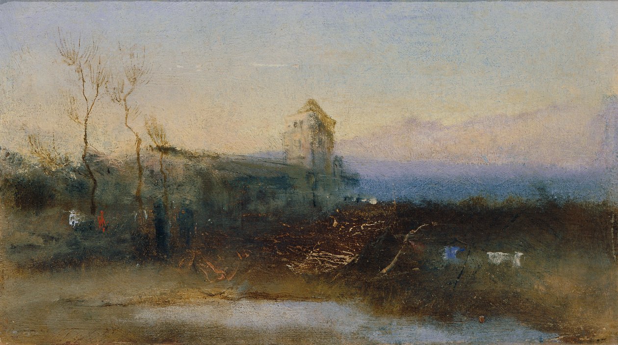 Landschaft mit Burg von Anton Romako