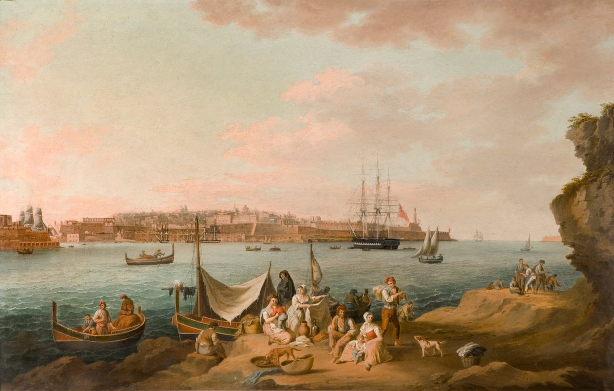 Hafenszene, Malta von Anton Schranz
