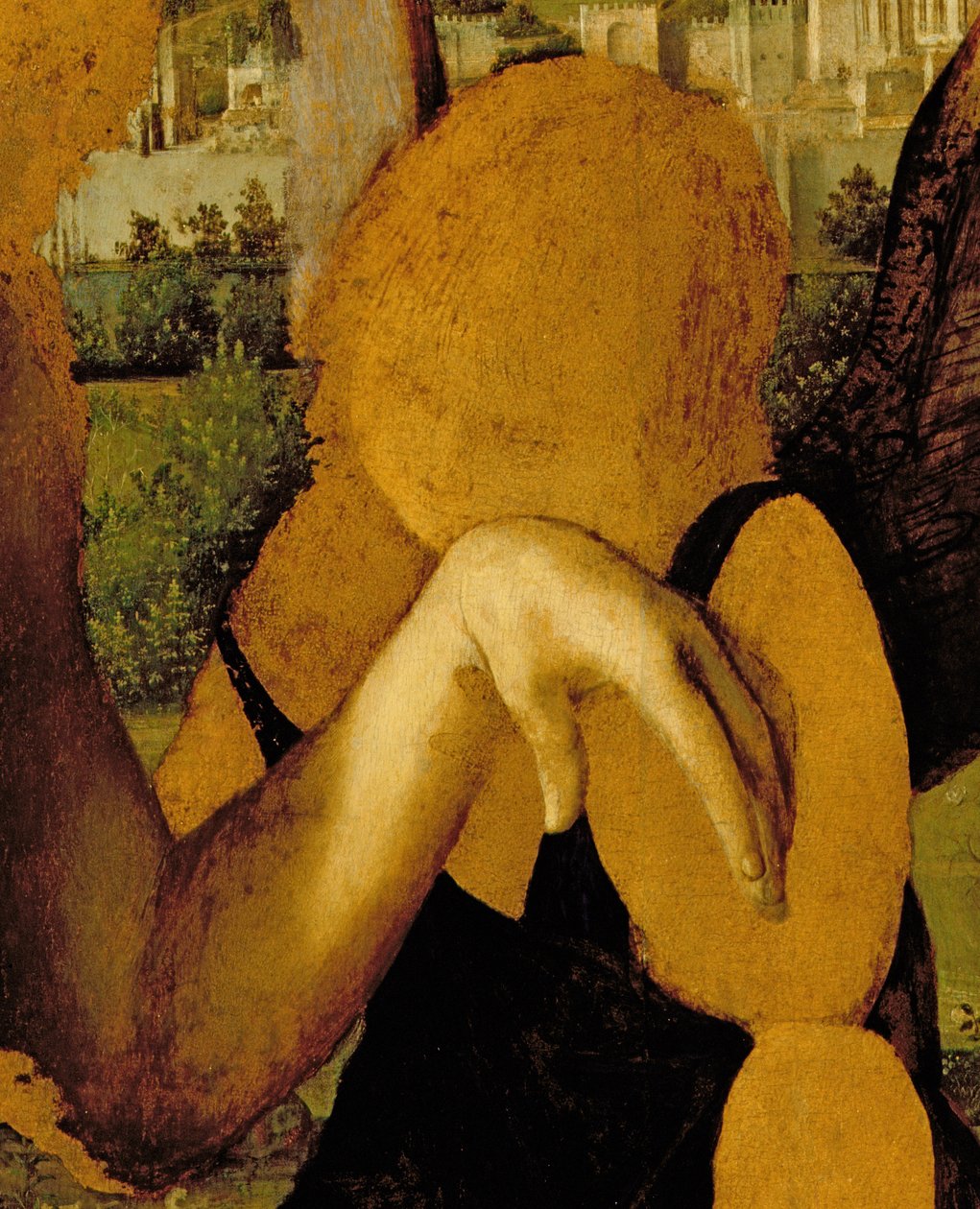 Christus unterstützt von drei Engeln (Detail) von Antonello da Messina