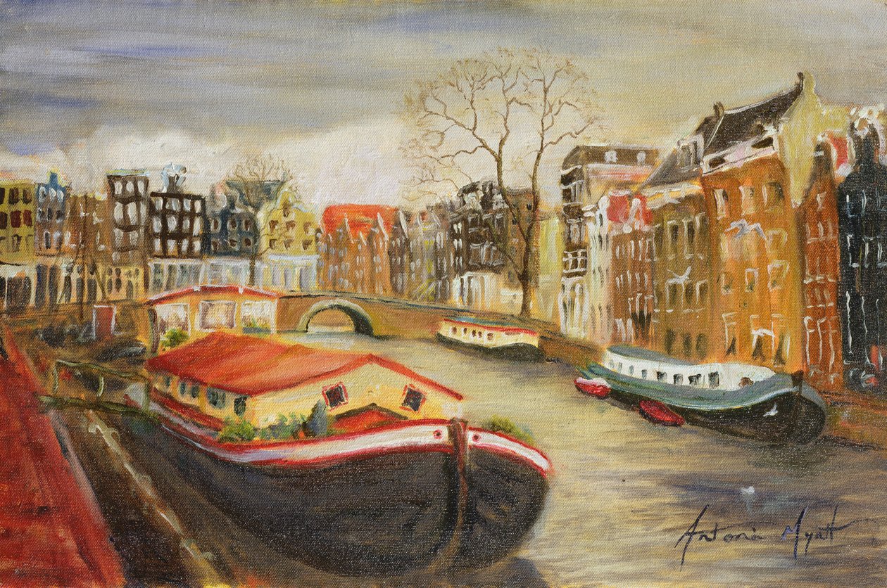 Rotes Hausboot, Amsterdam, 1999 von Antonia Myatt