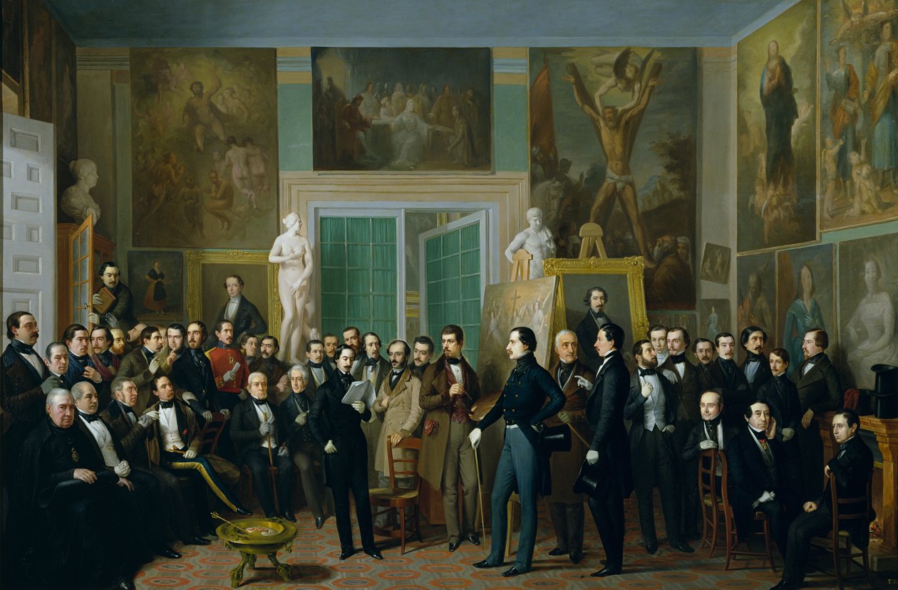 Treffen der Dichter im Atelier des Künstlers von Antonio María Esquivel