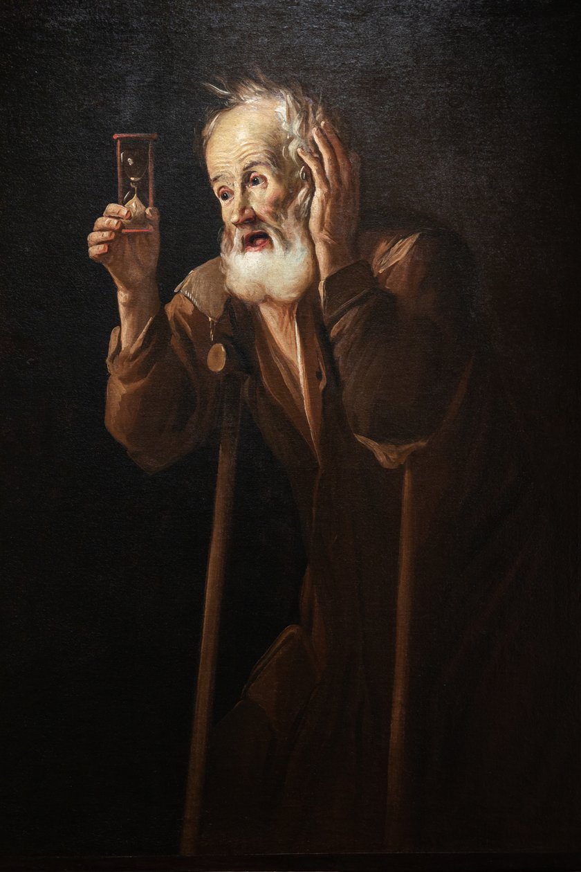 Alter Mann mit Sanduhr von Antonio Cifrondi