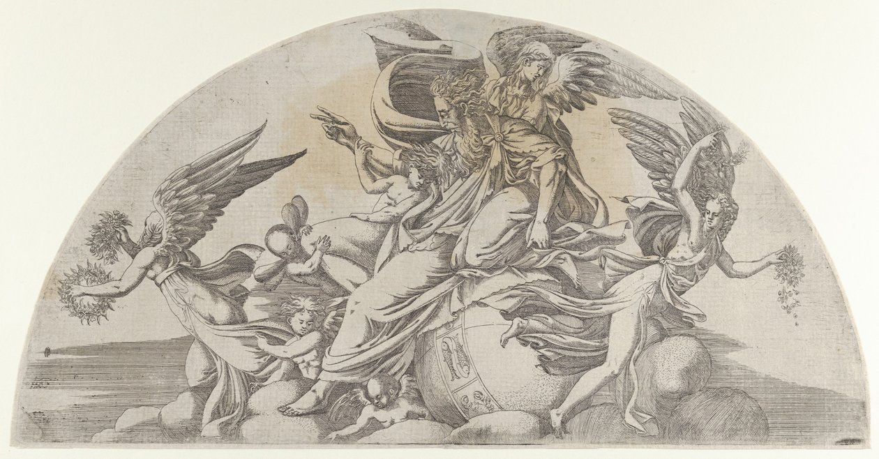 Gott auf der Welt sitzend, 1540-45 von Antonio Fantuzzi