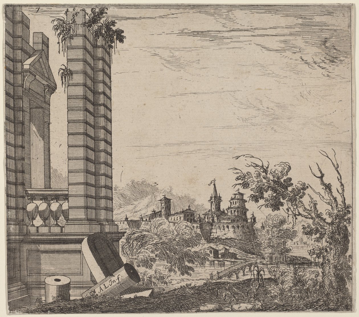 Landschaft mit Ruinen von Antonio Francesco Lucini