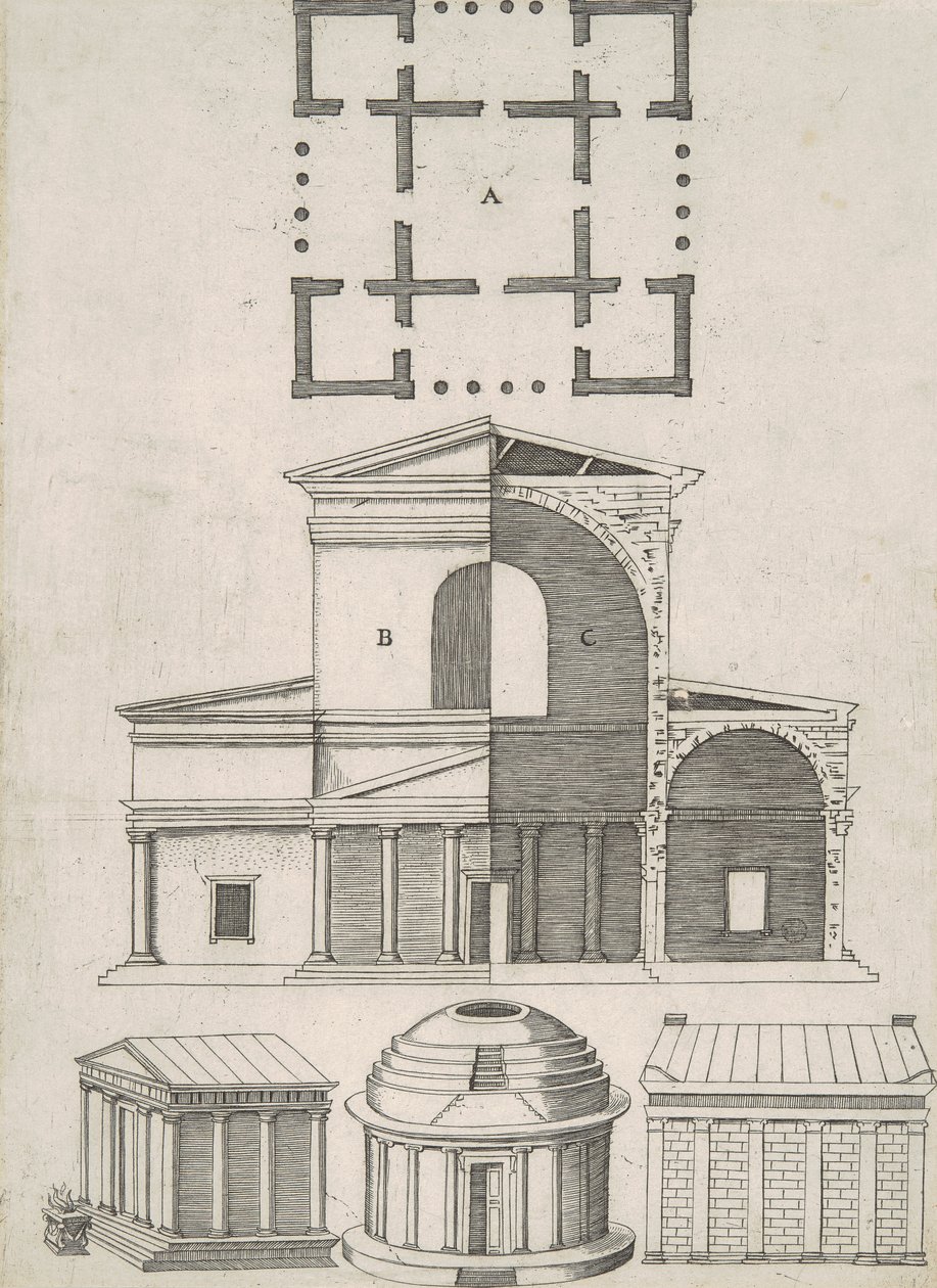 Antike Tempel und Rotunden (Fünf Entwürfe) von Antonio Lafreri