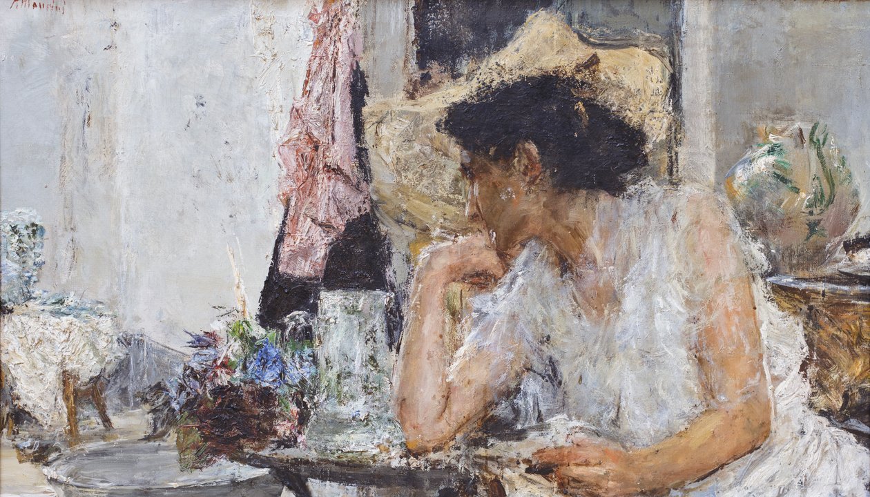 Frau bei der Toilette von Antonio Mancini