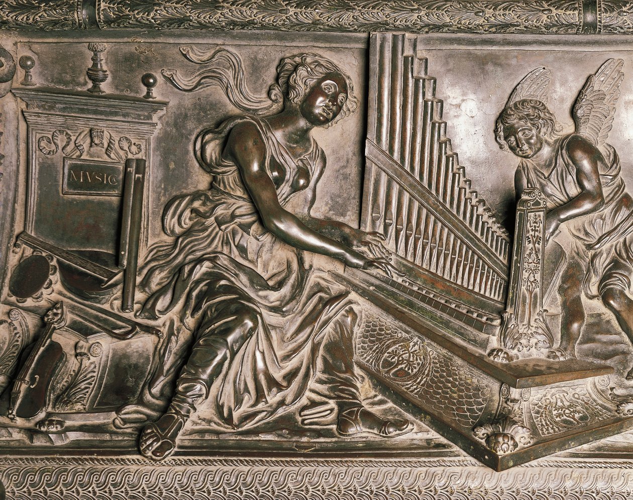 Musik, Detail (vom Grabmal Sixtus IV) von Antonio Pollaiuolo